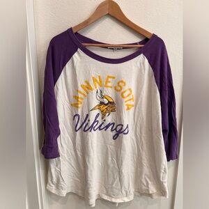 Junk Food Clothing Purple and White Minnesota Vikings Long Sleeve Tee